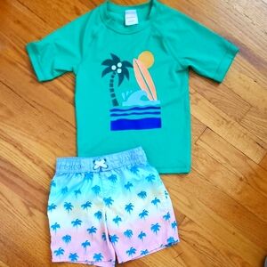 Hanna Andersson Green Tropical Rashguard Size 5